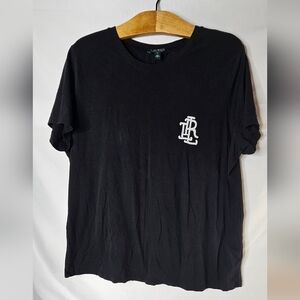 Ralph Lauren Top Womens 1X Black Big Logo Beaded Tee LRL Casual